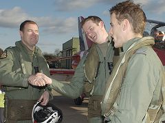 Congratulations after the sortie, Si Stevens, Jim Turner and Martin Higgins celebrate.
