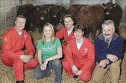 The presentation of a Red Lincoln cow to the Red Arrows for the Macmillan cancer charity appeal.