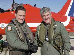 Squadron Leader Dicky Patounas, Red 1, with the Commander in Chief of Personnel and Training Command, Air Marshal Sir Joe French